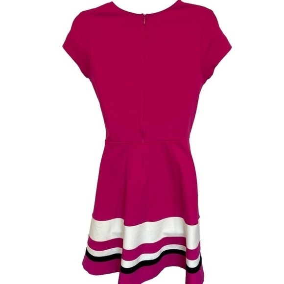 Love… Ady Fit & Flare skater style dress Fuchsia Black & White - Picture 3 of 4